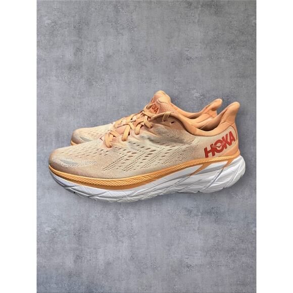 Hoka One One Clifton 8 Running Shoes Cantaloupe Wmns Size 9 B Cushioned Sneakers - Picture 3 of 7